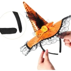 2025 3 Dele Halloween Heksehat Hårbånd Heksehat Hovedbeklædning Maskerade Heksehårbånd til Kostume Halloweenfest Dekoration[co]
