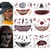 6 Ark Halloween Ansigts Tatoveringer, Halloween Ansigtsmærkater Skeletmund Tatovering Halloween Makeup Sæt til Voksne