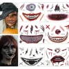 6 ark Halloween ansigtstatovering, Halloween ansigtsklistermærker Skeletmundstatovering Halloween makeup voksne sæt