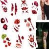 10 ark Halloween Horror Realistiske Falske Blodige Sår Syning Ar Skorpe Skræmmende Ansigts Tatoveringer