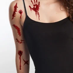 10 ark Halloween Horror Realistiske Falske Blodige Sår Syning Ar Skorpe Skræmmende Ansigts Tatoveringer