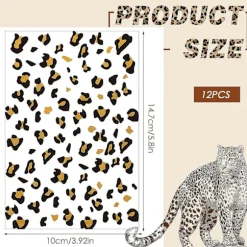 12 Ark Leopard-Tatoveringer Midlertidige Whiskers Tatoveringer Leopard Print Midlertidige Tatoveringer Brune Leopard Ansigtsklistermærker Guld Midlertidige Tatoveringer Cheeta | Fyndiq