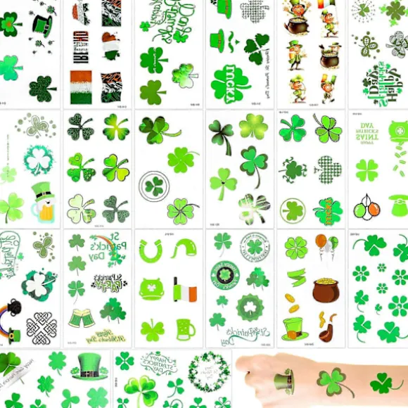 20 ark St. Patricks Day Tatoveringer Klistermærker, Kløver Midlertidig Tatovering Klistermærke Heldige Shamrock
