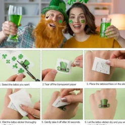 20 ark St. Patricks Day Tatoveringer Klistermærker, Kløver Midlertidig Tatovering Klistermærke Heldige Shamrock