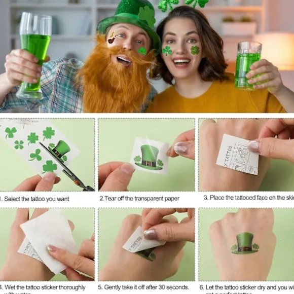 20 ark St. Patricks Day Tatoveringer Klistermærker, Kløver Midlertidig Tatovering Klistermærke Heldige Shamrock
