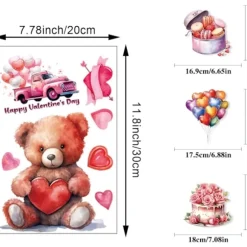 9 ark Valentine's Day hjerte vindue klamrer dekorationer sidet genanvendelig