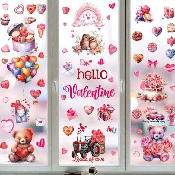9 ark Valentine's Day hjerte vindue klamrer dekorationer sidet genanvendelig