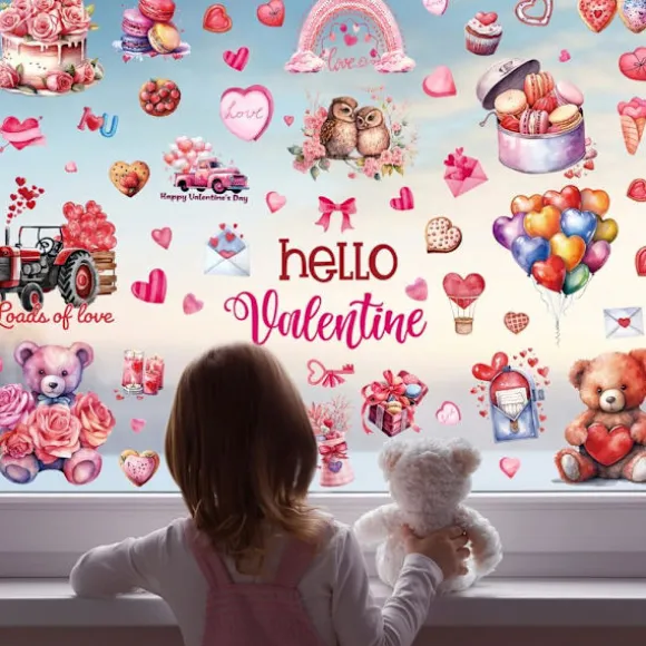 9 ark Valentine's Day hjerte vindue klamrer dekorationer sidet genanvendelig