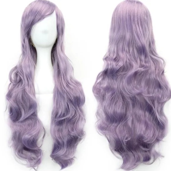 81 cm Lang Bølget Krøllet Fuld Hår Violet Cosplay Paryk til Kvinder Damer Harajuku Anime Stil Halloween Kostume Fest eller Daglig Brug
