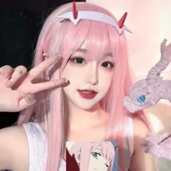 65 cm lang, glat, elegant fuld paryk med pandehår til cosplay-kostume