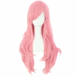 70 cm lang paryk med krøllede spidser til kostume og cosplay (lyserød), CJY