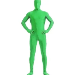 160 cm Stort Grønt Kostume med Hoved, Elastisk Stealth Kostume til Kostumefest, Green Screen Kostume, Heldragt til Mænd og Kvinder, Halloween