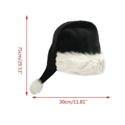 75 cm Voksen Barn Sort plys lang julehat Julekostume Pompom Julemandshue Festival Festartikler Gaver