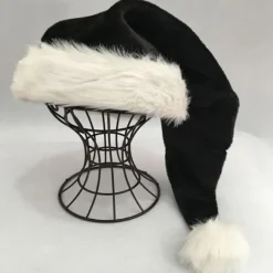 75 cm Voksen Barn Sort plys lang julehat Julekostume Pompom Julemandshue Festival Festartikler Gaver