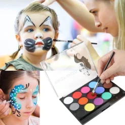 15 Farver Ansigtmaling Palette, Vaskbar Ansigt- og Kropsmaling til Halloween Fest Karneval