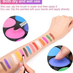 15 Farver Ansigtmaling Palette, Vaskbar Ansigt- og Kropsmaling til Halloween Fest Karneval