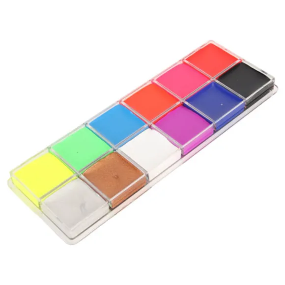12 farver ansigtsmaling professionel vandtæt fluorescerende levende farver makeup ansigts- og kropsmalingspalet til fest