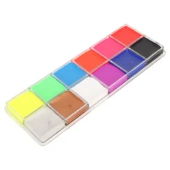 12 farver ansigtsmaling professionel vandtæt fluorescerende levende farver makeup ansigts- og kropsmalingspalet til fest