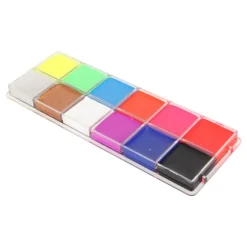 12 farver ansigtsmaling Professionel vandtæt fluorescerende levende farver makeup ansigts- og kropsmaling palet til fest