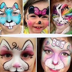 42 Farver Ansigtsmalingssæt til Børn Halloween Party Makeup Palette Kropsmalingssæt til Cosplay Klovn Fødselsdagsshow Qinghai