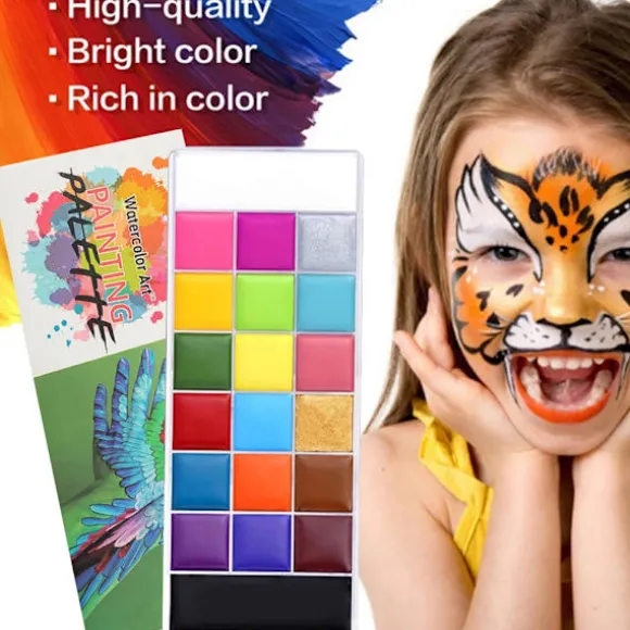 20 Farver Athena Ansigts- og Kropsmalingsolie Palette, Professionel Flash Ikke-giftig Sikker Tatovering Halloween Fest Kunstner Fancy Makeup Malersæt Til | Fyndiq