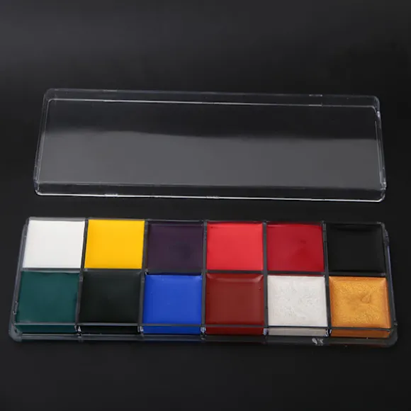 12 farver giftfri oliemaling Halloween ansigtsmaling kropsmaling Makeup Sæt (12 farver oliemaling)