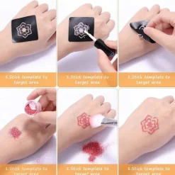 24 Farver Glitter Tattoo Sæt (200 Stencils), Midlertidig Tattoo, Vandtæt og Ikke-Giftig Sh