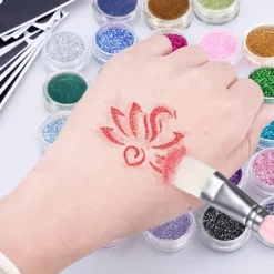 24 Farver Glitter Tattoo Sæt (200 Stencils), Midlertidig Tattoo, Vandtæt og Ikke-Giftig Sh