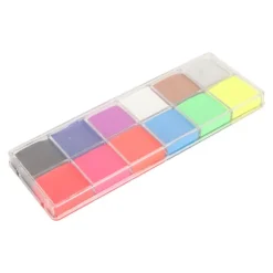 12 farver professionel vandtæt fluorescerende levende ansigts- og kropsmaling makeup-palet til fest