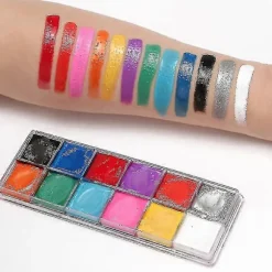 12 Farver Professionelt Ansigtsmalingssæt Med 2 Børster Sikkert Ikke-Giftigt Vandbaseret Ansigts- og Kropsmalings Makeup Palette Hypoallergen Ansigtsmaling Til | Fyndiq