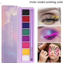 8 Farver Vandaktiveret Eyeliner Palette, Ansigtsmaling Fluorescerende Lysende Regnbue Farverig Kropsmaling Makeup