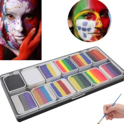 12 Farver Vandbaseret Ansigts- og Kropsmaling Halloween Fest Boldspil Fan Fancy Kunst Makeup Pigment
