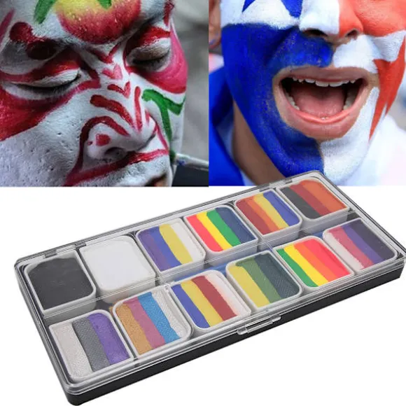 12 Farver Vandbaseret Ansigts- og Kropsmaling Halloween Fest Boldspil Fan Fancy Kunst Makeup Pigment