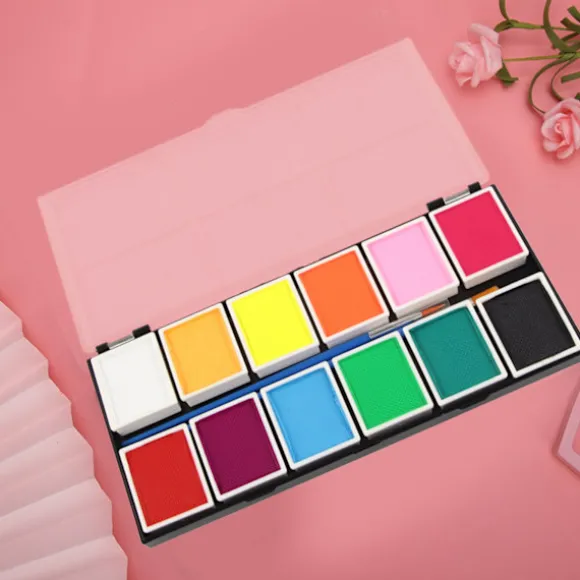 12 farver vandbaseret krops- og ansigtsmaling Halloween fest boldspil fan DIY fancy makeup pigment