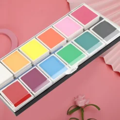 12 farver vandbaseret krops- og ansigtsmaling Halloween fest boldspil fan DIY fancy makeup pigment