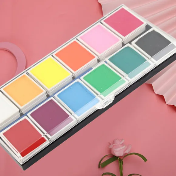 12 farver vandbaseret krops- og ansigtsmaling Halloween fest boldspil fan DIY fancy makeup pigment