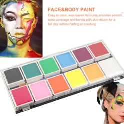 12 farver vandbaseret krops- og ansigtsmaling Halloween fest boldspil fan DIY fancy makeup pigment