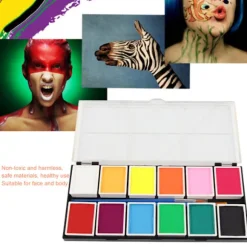 12 farver vandbaseret krops- og ansigtsmaling Halloween fest boldspil fan DIY fancy makeup pigment