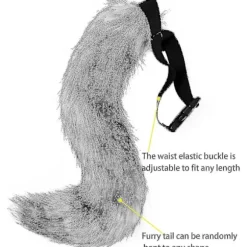 2024 Faux Fur Rævehale Kat Ulv Cosplay Kostume Sæt Plys Maske Fluffy Poter Handsker Halloween Jul