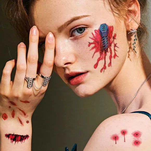 300 Halloween Midlertidige Tatoveringer Skræmmende Falske Sår Ar Makeup Klistermærker Til Ansigts- og Kropskostumefest Tilbehør Horror Cosplay Rekvisitter 150 Designs | Fyndiq