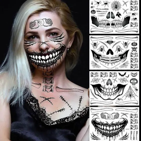 2025 Halloween-tæppe Halloween-klistermærker Simulation Horror Blødende Falsk Sår Kontusion Arpapir Fest Bar Makeup Ansigtsklistermærker.