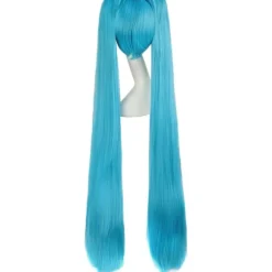 2 Hestehaler Lige Lang Fest Kostume 120cm Cosplay Paryk (Cyan Blå) blue