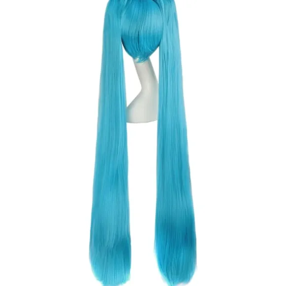 2 Hestehaler Lige Lang Fest Kostume 120cm Cosplay Paryk (Cyan Blå) blue