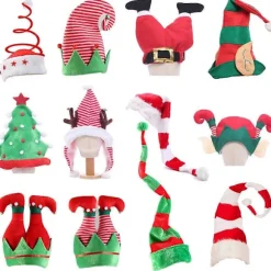 2022 Julehat Plys Nisse Julemandshat Søde Striber Tegneserie Kreative Kalkunhatte Nytår Julefest Pynt Dekoration Rekvisitter 1