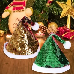 2 Julehatte Dobbeltsidede Sequins Hatte Julepynt