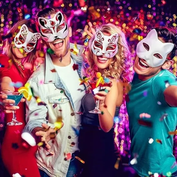 10 kattemasker til at male, dyremasker til at klæde sig ud i, DIY hvide masker, halvmaske til maskerade, Halloween, børns cosplay-masker, kostumefest, festartikler | Fyndiq