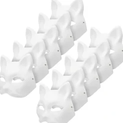 10 malermasker til katteudklædning DIY hvide masker halvmasker til maskerade Halloween børn cosplay masker kostumefestgaver