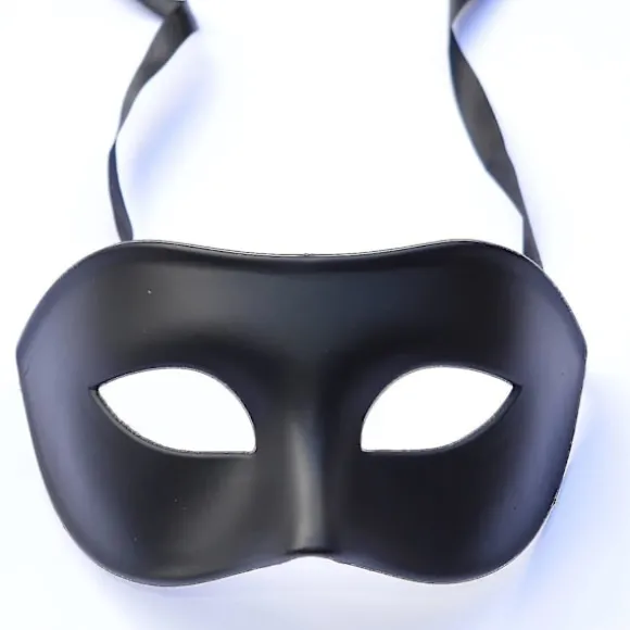 2* Maske, Sort Mat Klassisk Stil Venetiansk Maske, Maskerade, Burlesque Ball Party (sort One Size)