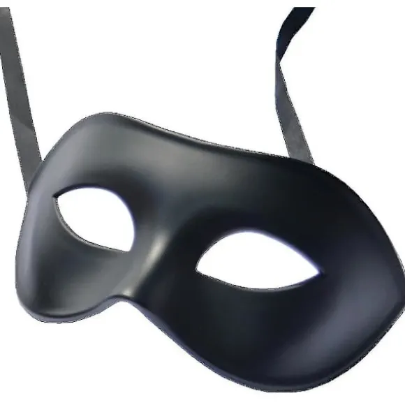 2* Maske, Sort Mat Klassisk Stil Venetiansk Maske, Maskerade, Burlesque Ball Party (sort One Size)