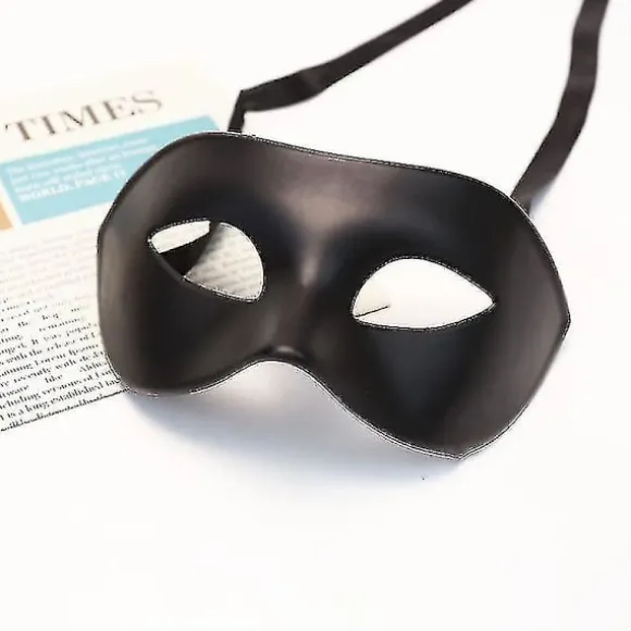 2* Maske, Sort Mat Klassisk Stil Venetiansk Maske, Maskerade, Burlesque Ball Party (sort One Size)